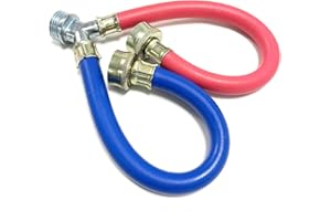 PEVEPEXE Hot Cold Washer Hose Rubber Y Mixer Plumbing Connector Burst Proof Water Line Hoses For All Washing Machine and Dryer, 3/4" Fittings, 1 FT Length