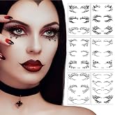 29 Pairs Halloween Face Eye Tattoo Stickers, Scary Spider, Skull Bat Eyeliner Eye Shadow Temporary Stickers for Women Girls Halloween Masquerade Carnival Party