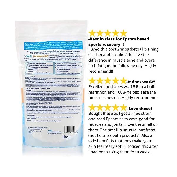 Drsalts 100% Epsom Bath Salts Post Workout Therapy with Rejuvenating Black Pepper Soothe Sore Muscles & Joints 1kg