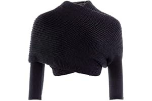 KAOBIO Knitted Wrap Scarf Fall Winter Crochet Sweater Scarf with Sleeves Multi-Use Sweater Cape Shawl with Sleeves