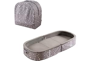 BYBYME Foldable Bed Portable Travel Toddler Bed Waterproof Crib with Washable Fitted Sheet - Kids Floor Cot for Sleepovers, Charcoal