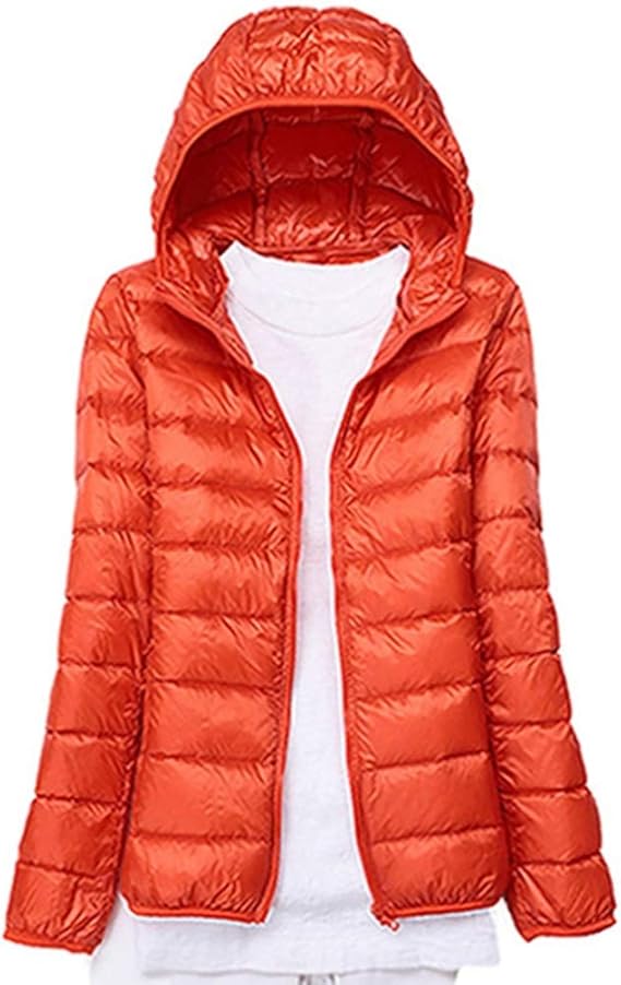 Amazon ダウンコート レディース ダウン コート 大きいサイズ アウター ダウンジャケット 軽量 防風 防寒 暖かい フード付き ショート コート 前開き ジッパー アウトドアコート トップス レディースファッション シンプル コート ジャケット 通販