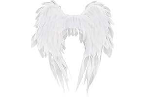 MehelloFeather Angel Wings White 1.8Ft Fairy Wings Costume Accessories for Photo Booth Women's Angel Props Cosplay Princess Stage Show
