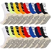 Ukontagood 8 Pairs Kids Grip Soccer Socks Non-Slip Grip Pads for Football Sports Socks with Grips for 6-12 Years Old