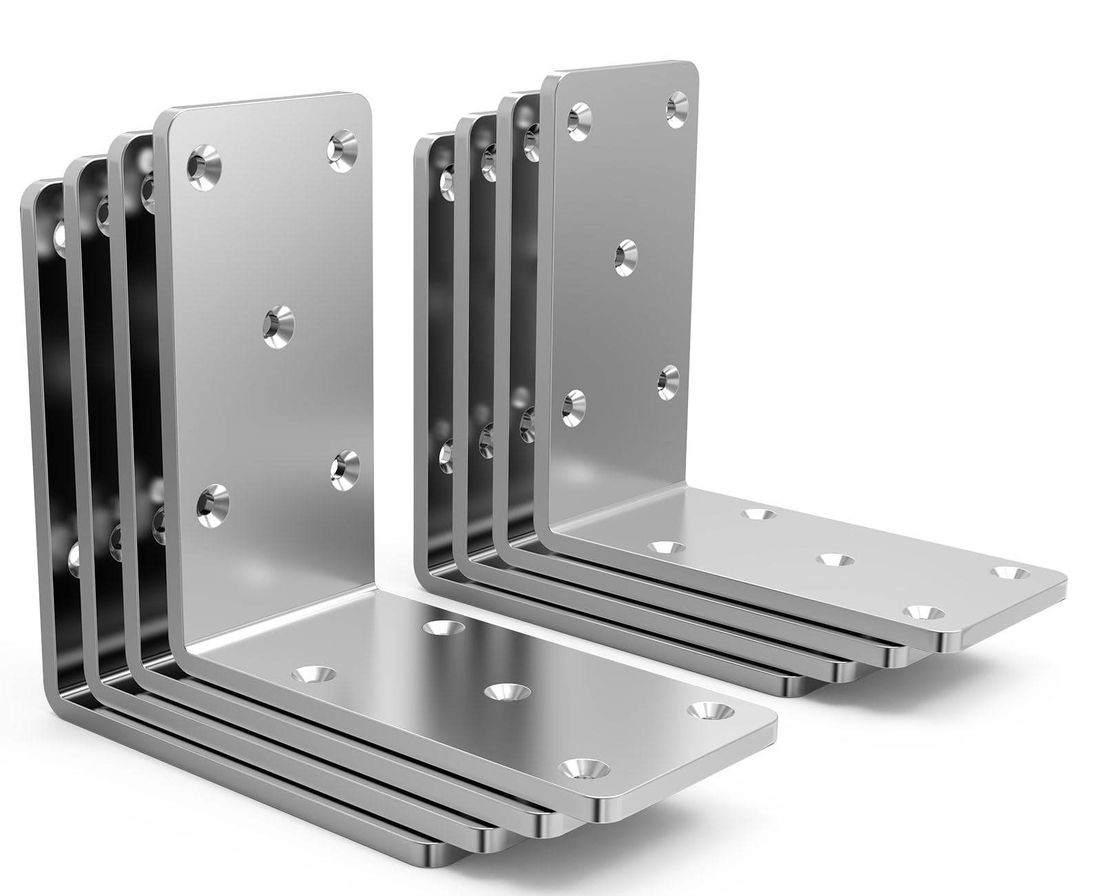 View 1 of (8PCS) Heavy Duty L Brackets 5x5x2.5 for Wood,Metal Shelf Brackets,90 Degree Corner Bracket,Large Right Angle Bracket, Pergola Brackets Silver