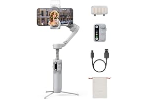Hohem iSteady X3 Gimbal Stabilizer for iPhone, Foldable Phone Gimbal Object Tracking, Remote Control, 3-Axis Phone Stabilizer Built-in Extendable Rod & Tripod, Fill Light for Video Recording, YouTube