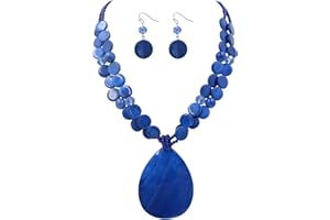 Jules D. Big Teardrop Pendant Necklaces for Women Colorful Beaded Necklaces Statement Set for Holiday.