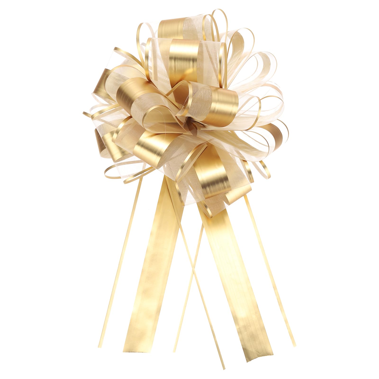 Uxcell 12pcs 11 Inch Extra Large Pull Bow Metallic Gift Wrapping Bows Ribbon Organza Gold for Wedding Baskets Presents Christmas Party