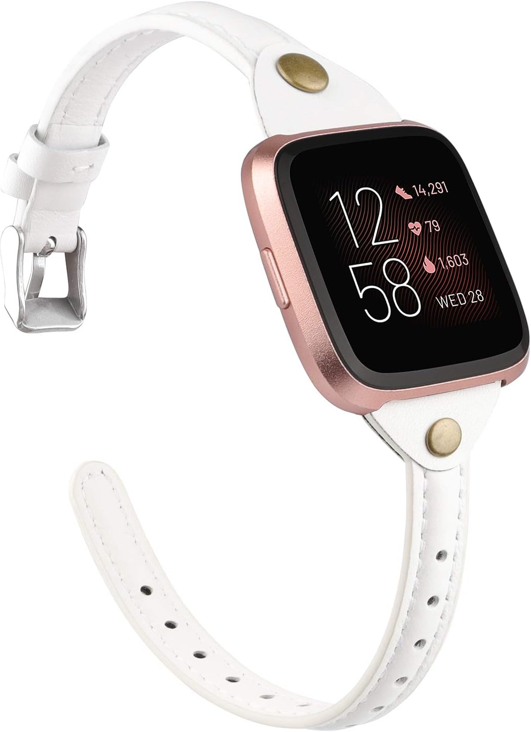 TOYOUTHS Slim Strap Compatible with Fitbit Versa/Versa 2/Versa Lite/Versa SE Bands for Women Men Thin Genuine Leather Replacement Wristbands Handmade Watch Band Accessories Multi Colors