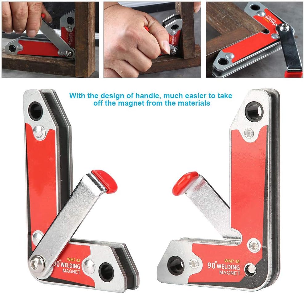 Akozon Welding Magnet Clamp 2pcs WM7-M Magnetic Holder Fixer with Handle 30/60/90 Degree, As Picture Shown - Image 3