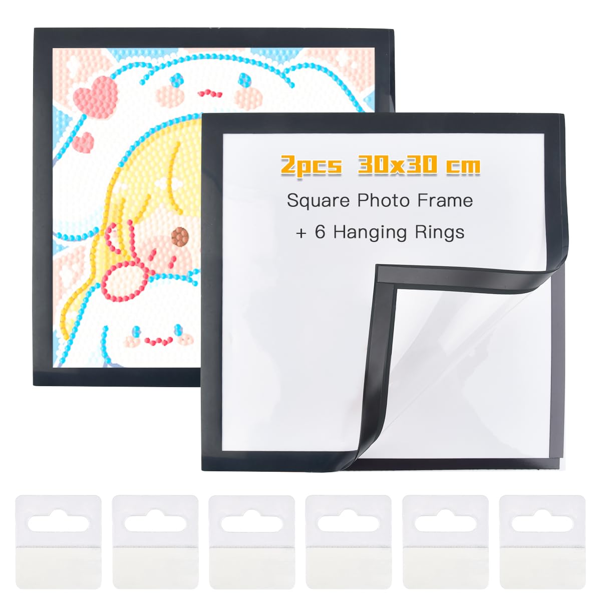 TMBMLPP 2PCS Diamond Painting Frames, 30x30cm Diamond Art Picture Frames, Black Photo Frame, for Poster, Photos, Frames for Pictures, Wall Picture Frames, Family Office Decor