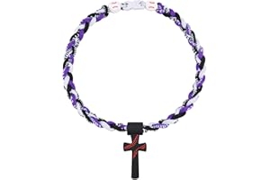 Kehuify Baseball Necklaces for Boys, Baseball Necklace Three-Braid Rope Tornado Cross Necklace Sports Titanium Necklace Baseball Rope Necklace