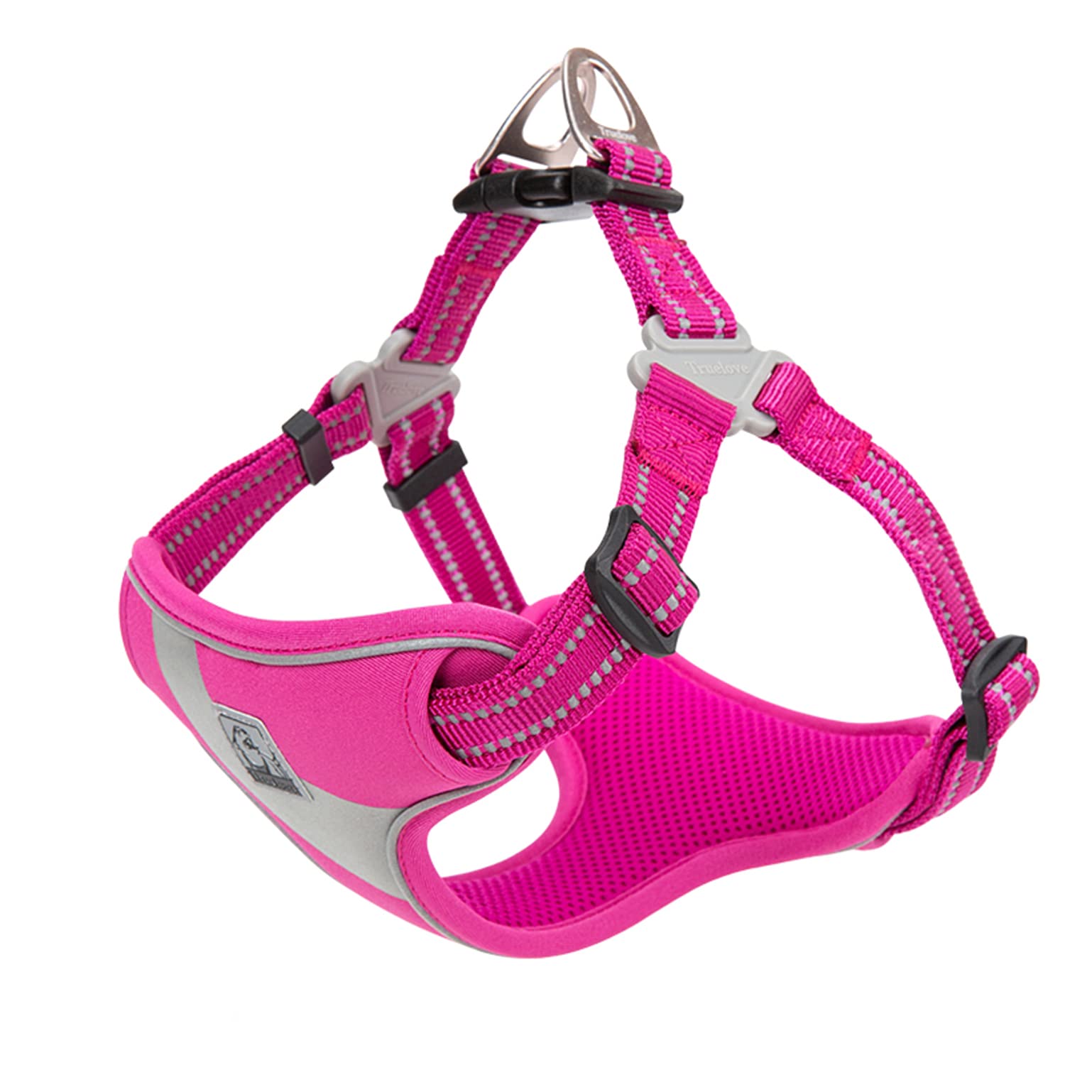 Dog Harness Safety Vest Step-in Style Reflective Adjustable Comfortable TLH5991(Fushcia,M)