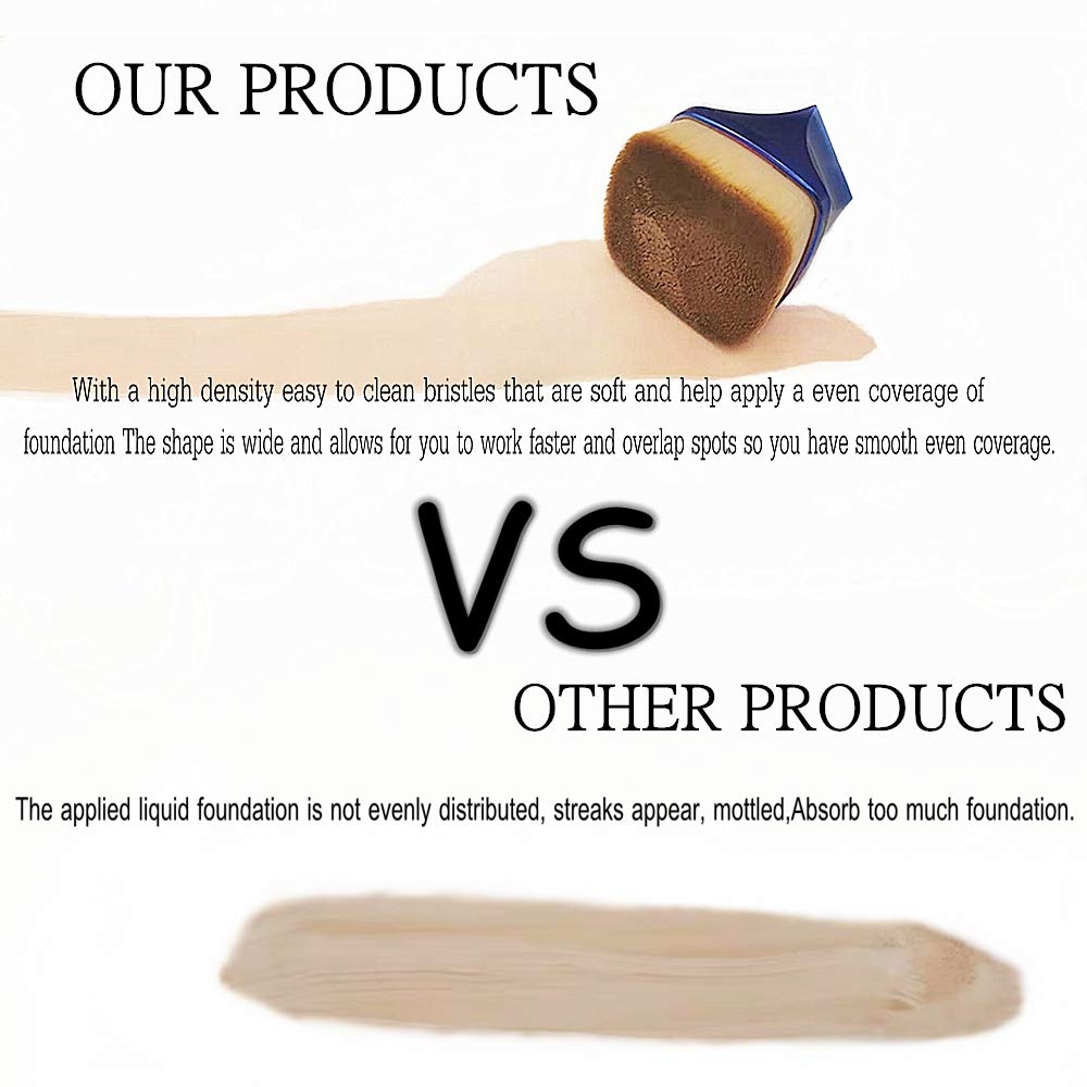 Flat Top Foundation Brush for Blending Liquid Makeup, Face Body Kabuki Brush, Buffing Cream or Flawless Powder Cosmetics - High Density Bristles (1 Pack): Beauty