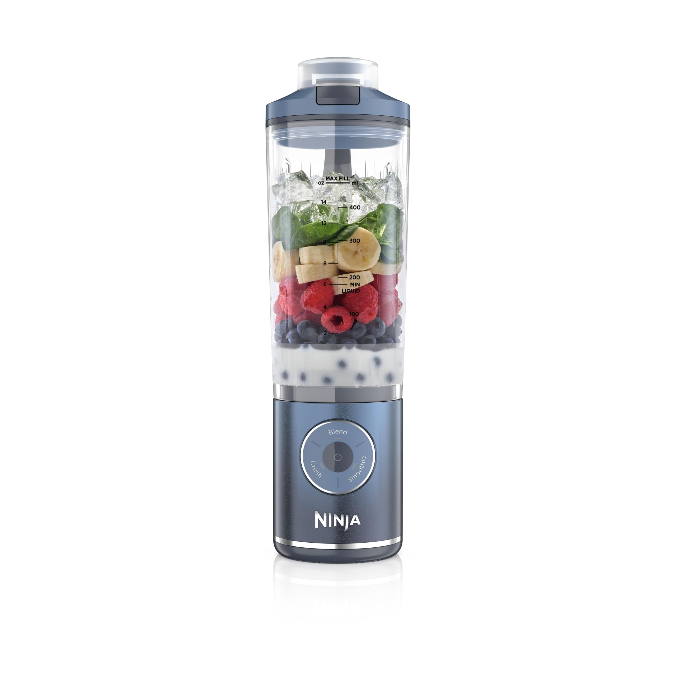 Ninja Blast Max Tragbarer Mixer/Blender/Smoothie Maker, 570 ml, wiederaufladbar, Mixbecher & auslaufsicherer Deckel, 3 Funktionen, Smoothies, Proteinshakes, Marineblau BC251EUNV
