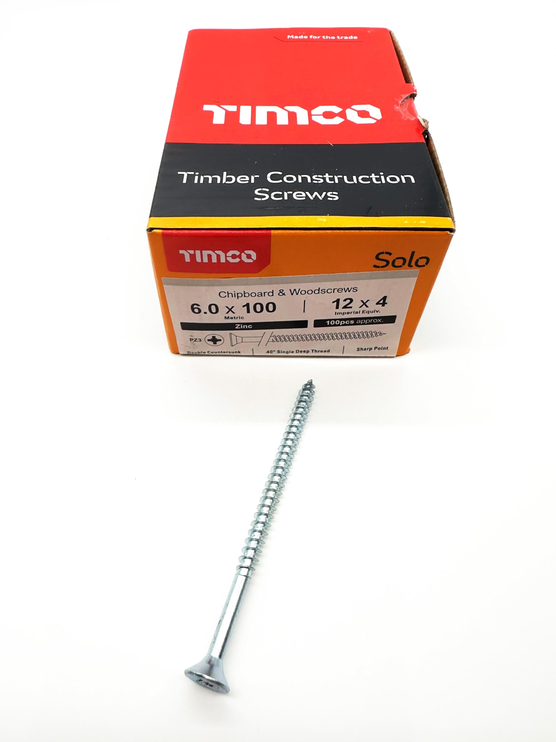 100 Pcs Silver Wood Screws Double Countersunk General Purpose Long Timber Screws (6mm x 100mm)