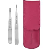 Tweezerman Petite Tweeze Set for Eyebrows with Travel Case Pink Case