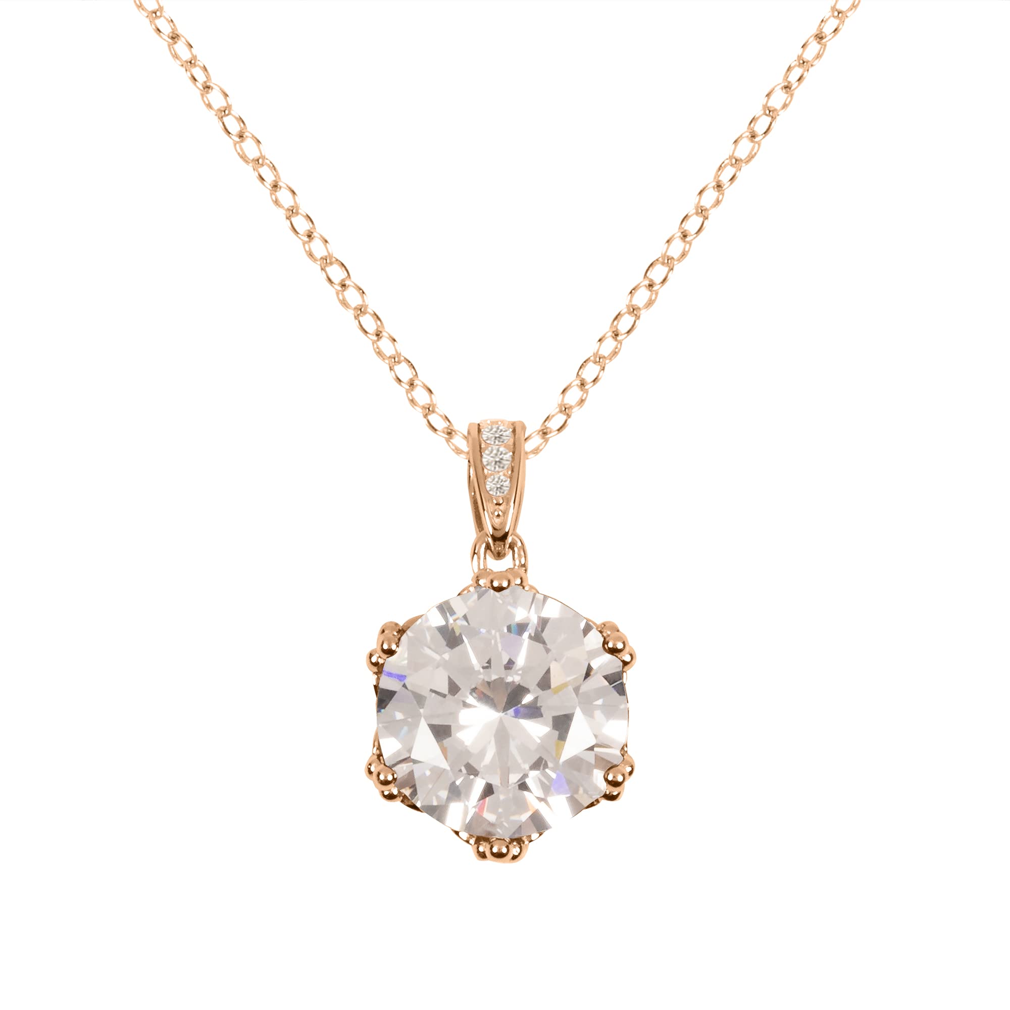 Disney Princess Rose Gold Plated Sterling Silver Clear CZ stone set Necklace C902900FZWL-P.PH