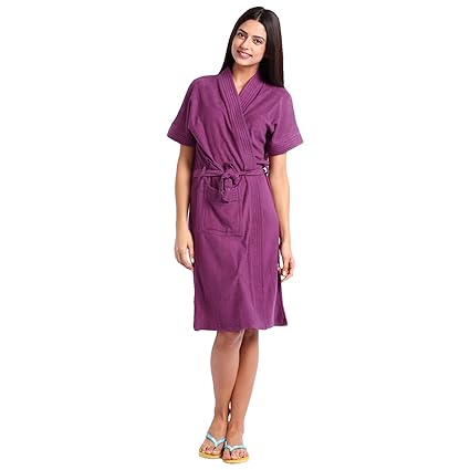 Superior Terry Cotton Womens Bathrobe (SK041,Violet)