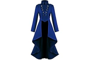 BITSEACOCO Medieval Steampunk Jacket for Women, Vintage Halloween Costumes Gothic Button Corset Tailcoat Tuxedo Uniform