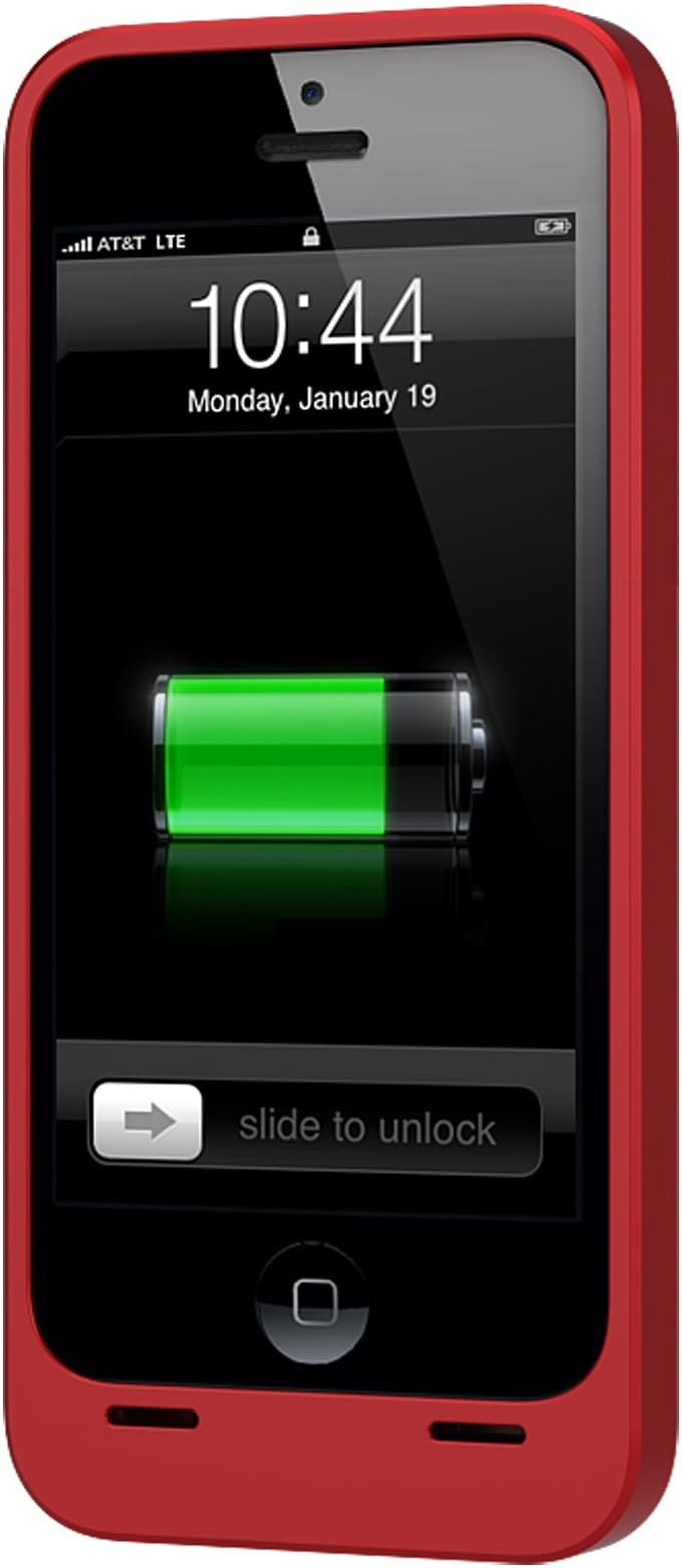 uNu Power DX External Protective Battery Case for iPhone 5s / iPhone 5 - MFI Apple Certified (Matte Red, Fits All Models iPhone 5S & iPhone 5)