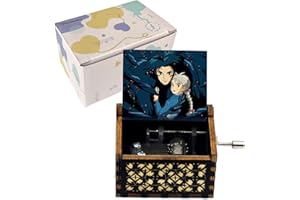 HowlMoving Castle-Merry Go Round of Life Wood Music Box, Hand Crank Vintage Engraved Musical Gift for Anime Fans Girlfriend V