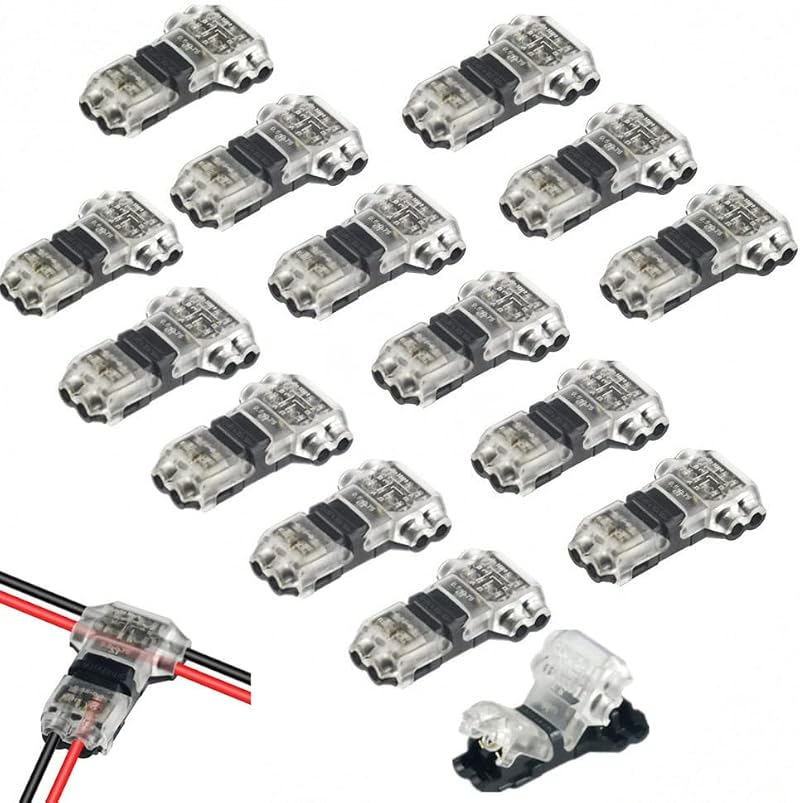 WMYCONGCONG 15x 2 Pin Wire Connectors No Strip Low Voltage 20-22 AWG T Tap