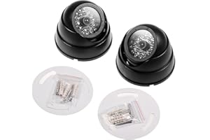 JZK 2 X Dummy Fake Surveillance Security CCTV Dome Camera with LED Blinking Real Imitation for Home Security, Black