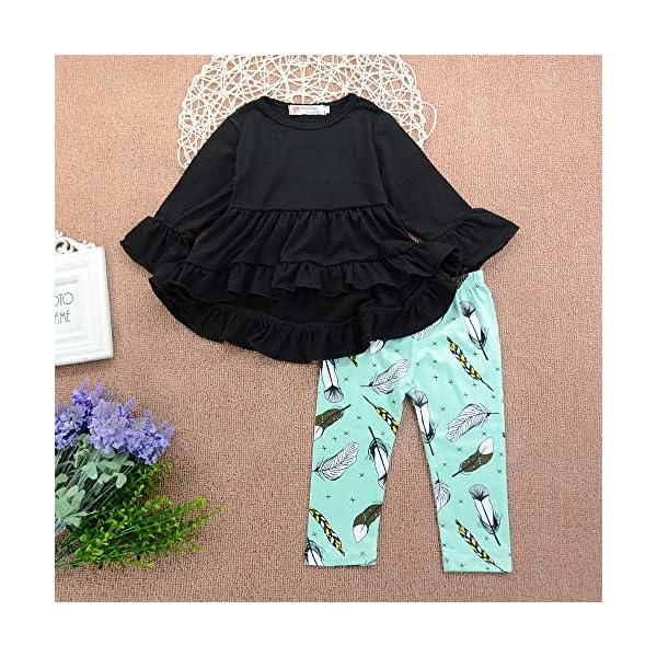 3PC Toddler Baby Girls Cute Floral Shirt Dress Pants Christmas Headband Outfit Clothing Sets - Image 3