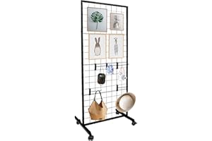 NEESEEYEE Gridwall Panel Display Stand 2' x 5.5' Ft Gridwall Display Racks Detachable Girdwall for Easy Transport, Standing Grid Tower, Craft Fair Display Rack, Retail Display, Show Rack