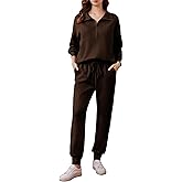 PINSPARK 2 Piece Sets for Women 2025 Fall Travel Outfits Long Sleeve Tracksuit Joggers Sets Half Zip Sweatsuit Matching Set