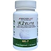 Bricker Labs K2 Elite Vitamin K2 MK-7 Supplement 160mcg, Supports Bone & Heart Health, Calcium Absorption & Circulation – Non-GMO – 60 Capsules