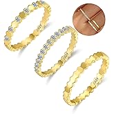 WEDDINEN Stackable Sterling Silver Rings for Women Non Tarnish Dainty 14K Gold Plated Stack Thin Rings Cubic Zirconia Thumb Ring Set Statement Wedding Bands Engagement Rings Jewelry Gifts Size 6-10