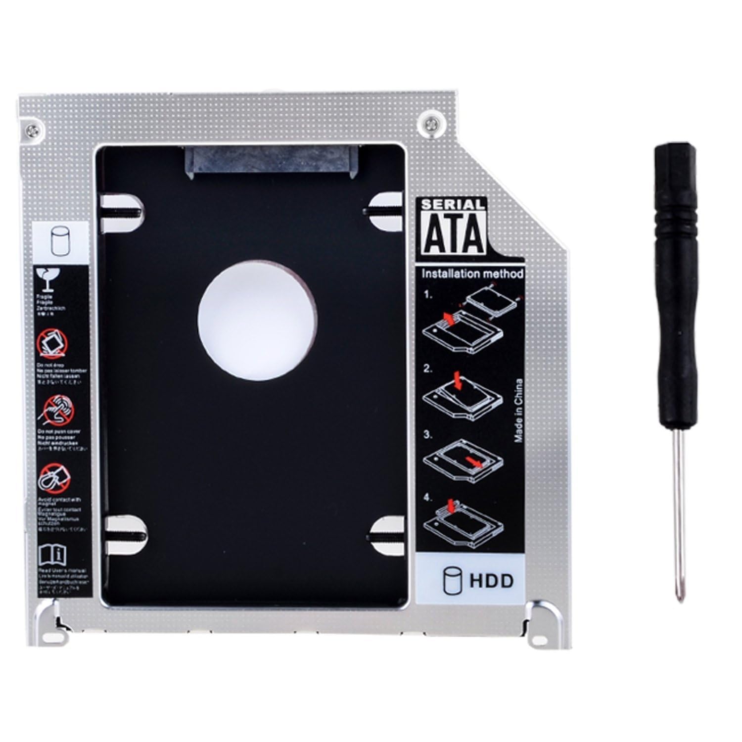 RGBS Hard Drive Caddy Tray 2nd HDD SSD Kit Compatible with 2.5" 9.5mm SATA HDD SSD 2nd HDD Adapter for Apple MacBook Pro Unibody 13 15 17 SuperDrive DVD Drive