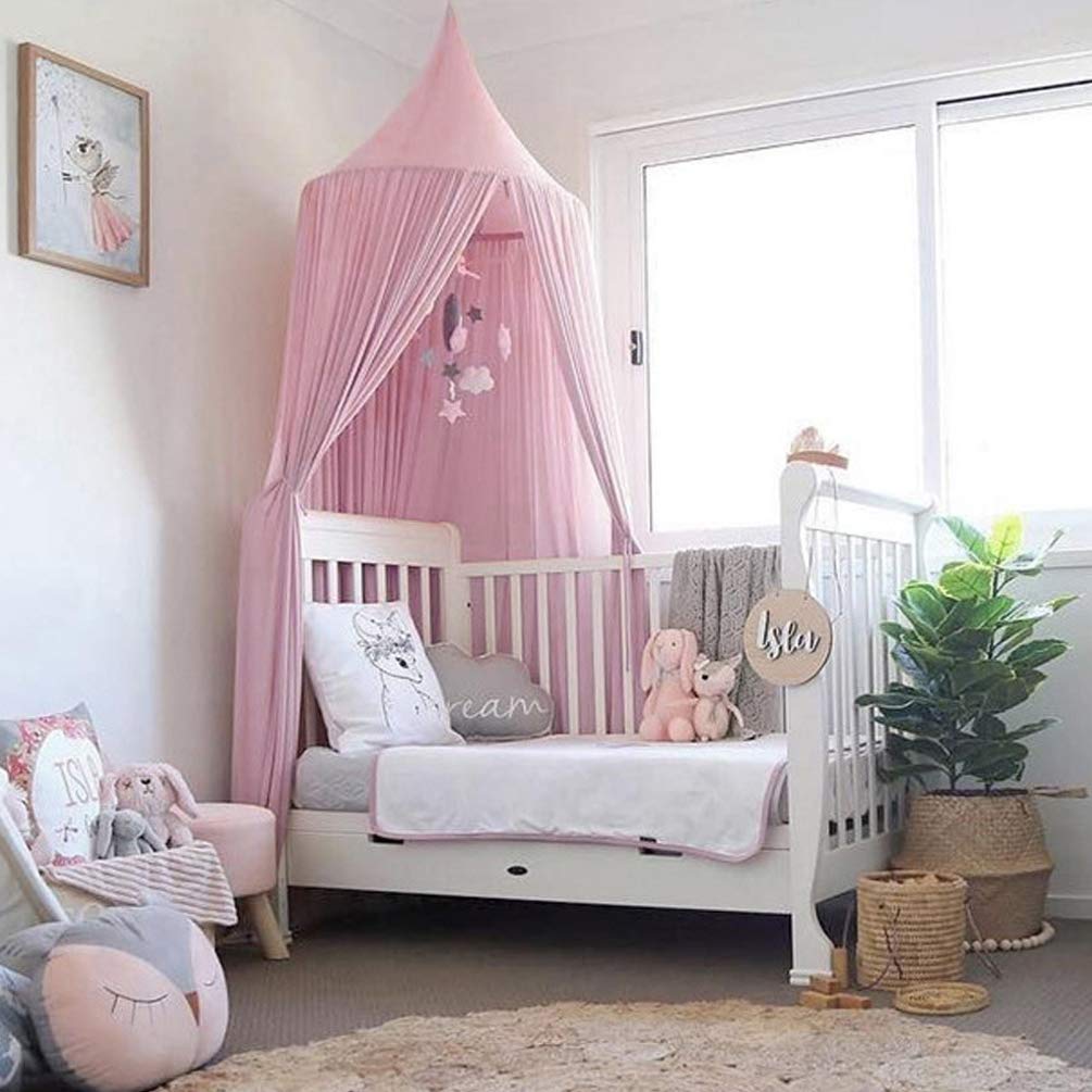 Bed Canopy,Bed Canopy for Girls,Bed Canopy for Boys,Chiffon Mosquito Net,Mosquito Net,Play Reading Tent,Tent,Round Dome Mosquito Net,Princess Mosquito Net,Room Decoration for Baby(Pink)