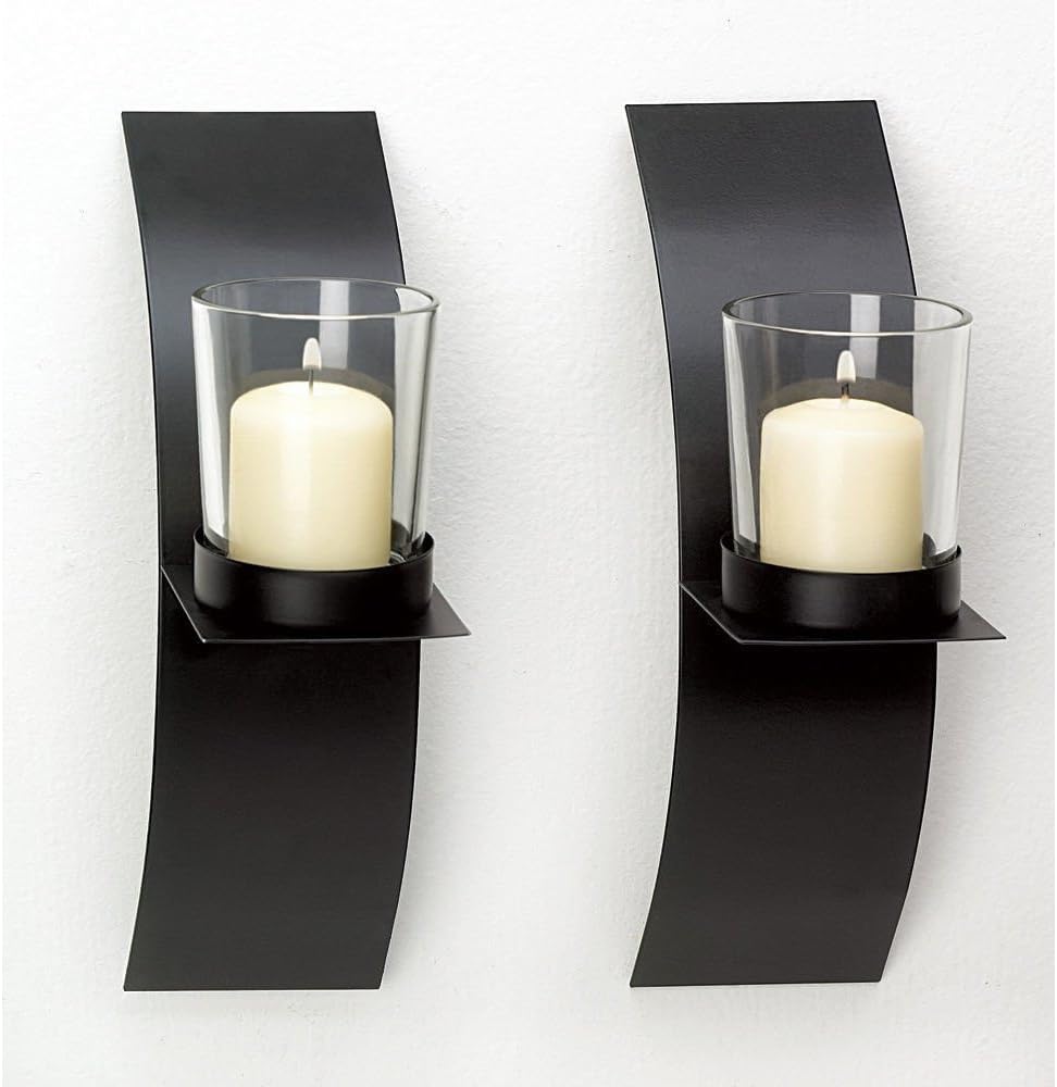 New Modern Art Candle Holder Wall Sconce Plaque Set of 2