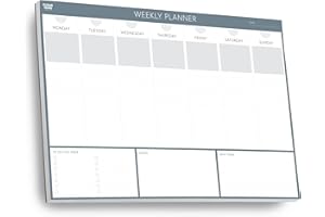 Weekly Desk Planner Pad by Clear Mind Concepts - 52 Sheets, 11.3in x 8.3in - Year-Round Planning, 120gsm Thick Paper - Home & Office Time Management Tool
