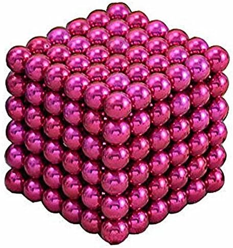(PINK DARK ROSE) 3MM 216PCS Magnetic block balls cube Rollable Smashable Buildable Magnet Sculpture Stress Relief for Autism or Autistic or Desk fridge || Metal Box to Storage