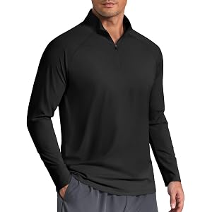 COOFANDY Men's Quarter Zip Pullover Athletic Running Shirts Long Sleeve | 1/4 Zip, Mock Neck, Lightweight, Moisture Wicking B