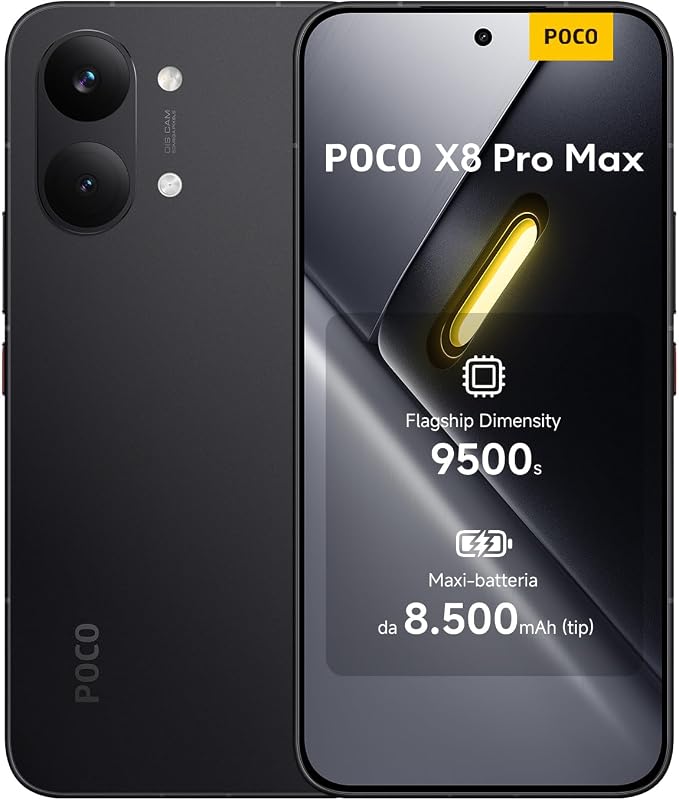 POCO X8 Pro Max, Smartphone 12+512GB, Nero, Dimensity 9500s