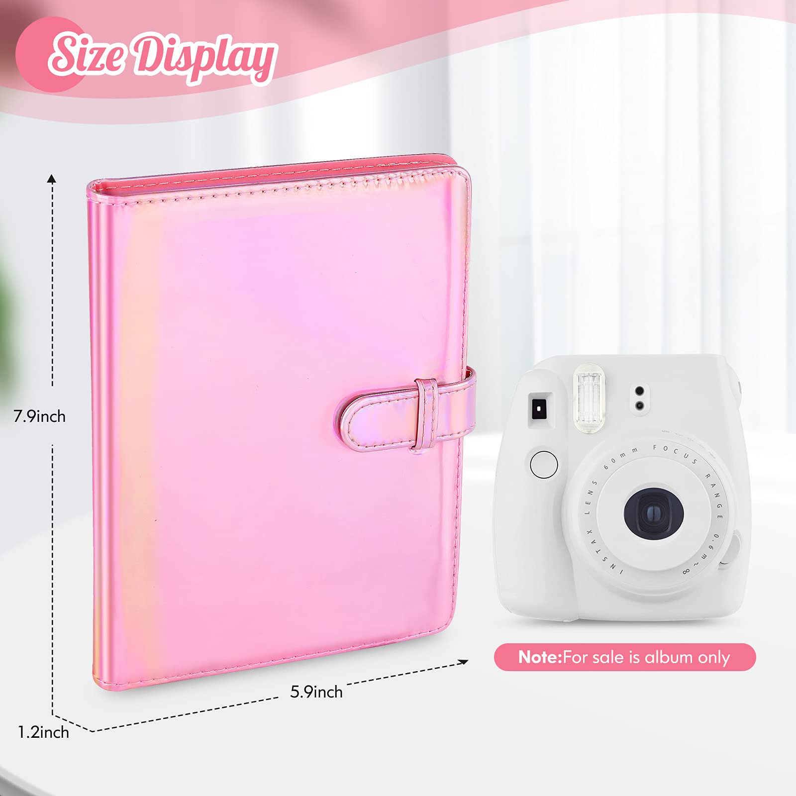 Ablus 256 Pockets Photo Album for Polaroid Snap SnapTouch Zip Mint Cameras Printers, Fujifilm Instax Mini 11 90 9 8+ 8 7S 70 50S 26 25 LiPlay Instant Camera Film, Mini Link SP-1 Printer (Magic pink)
