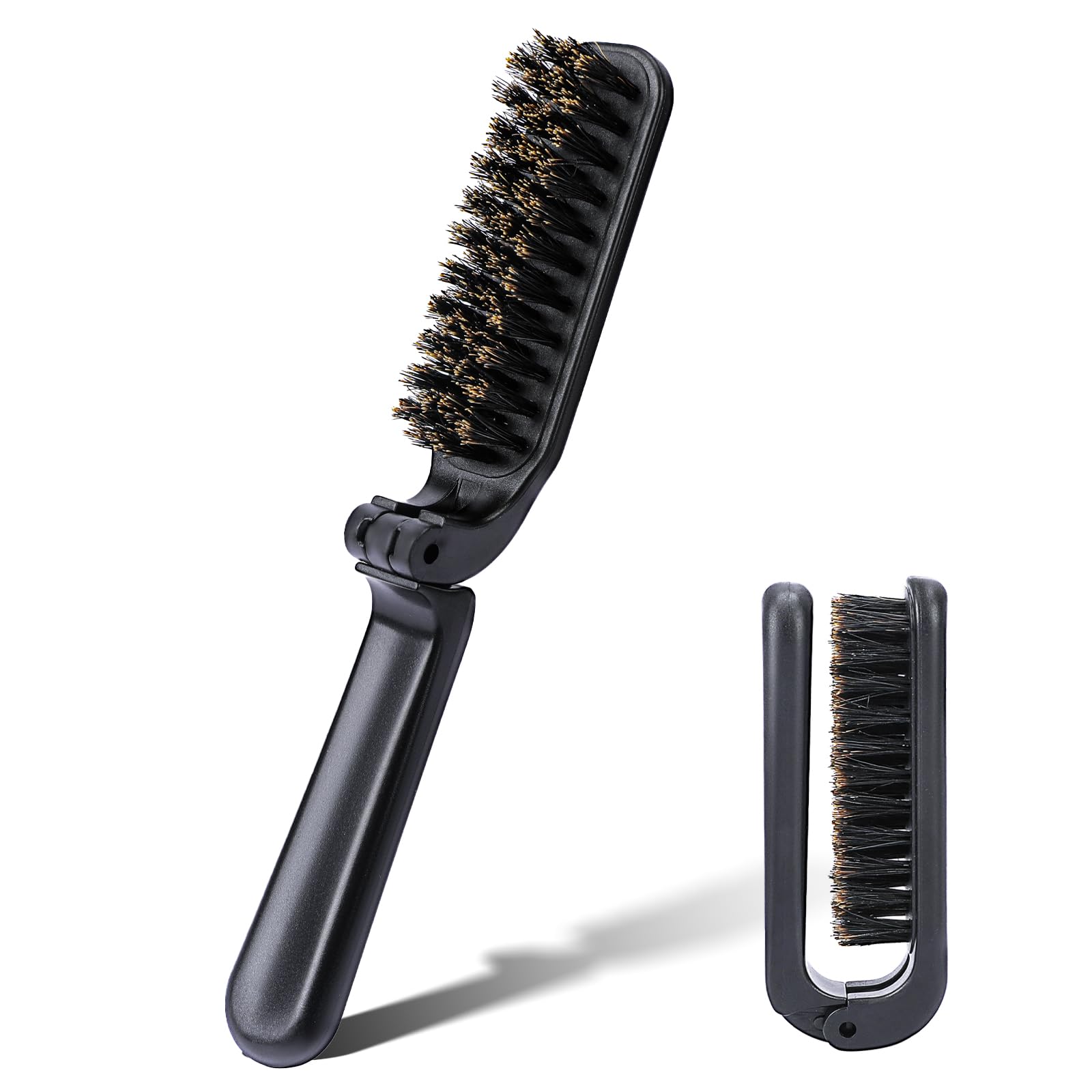 Travel Hair Brush, Portable Folding Bristles Brush With Anti-Static Range, Collapsible Pocket Mini Beard Brush, Styling Tool for Women and Men