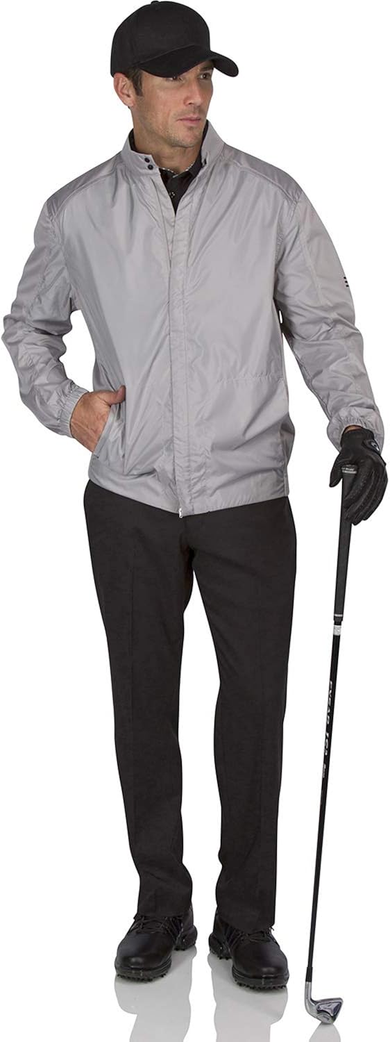 Three Sixty Six Full Zip Golf Jacket for Men - Lightweight Mens Rain Coat - Water Resistant Windbreaker: Clothing
