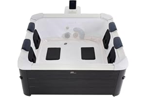 MSpa Oslo 4-6 Person Square Outdoor Inflatable Hot Tub Spa - with Standard Cover, 120 Air Bubbling and 8 Hydro Jets, Ground Mat, LED Lighting, Hard Acrylic Panel Design with Soft Interior Liner