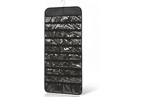 Hanging Jewelry Organizer, Double-Sided 48-Pocket Hanging Earring Organizer with Clear Window, Wall Mount Jewelry Holder for 