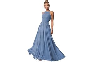 Clothfun Women's Halter Bridesmaid Dresses Long Chiffon Formal Dresses Evening Party Dress 2025