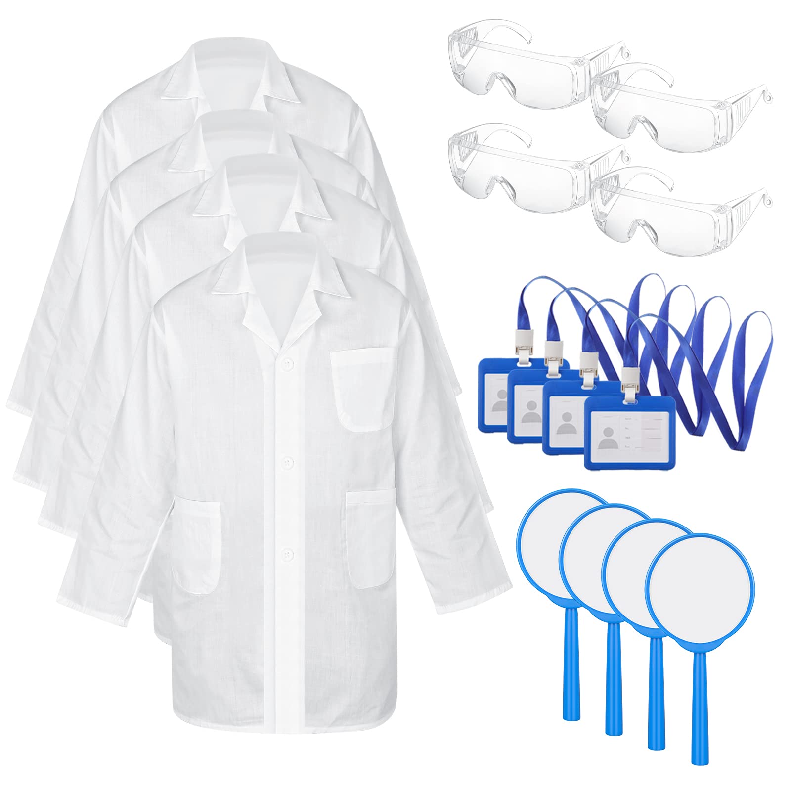 Photo 1 of 16 Pcs Lab Coat for Kids Scientist Lab Coat Costume Kit with Glasses ID Card for Science Projects and Experiments Costume (Medium)