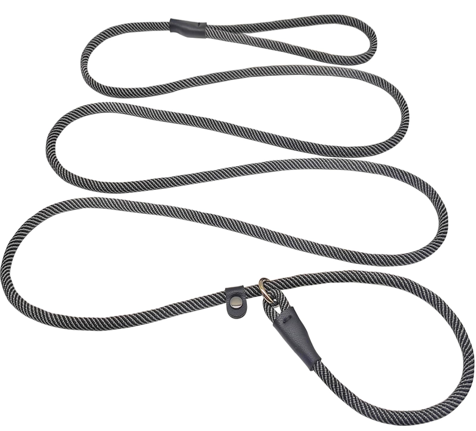 SEPXUFORE 8 FT Slip Lead Dog Leash, 1/3” Strong Rope Dog Leash, Adjustable No- Pull Small Lead for Puppy, Small and Medium Pets (Black)