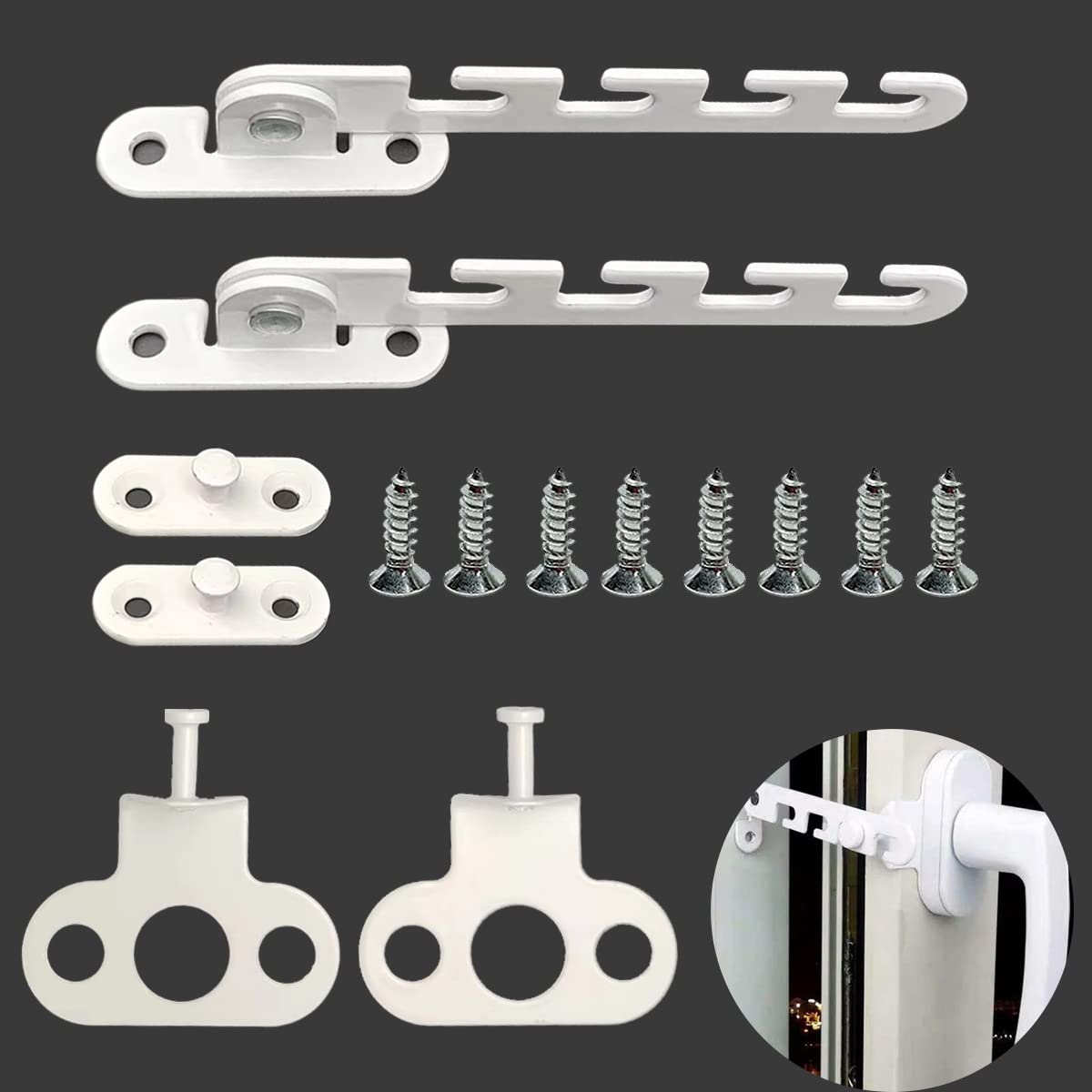 Window Restrictor Locks, Window Restrictor Hook,Childproof Window Safety Locks,Window Latch,Window Safety Locks for Toddlers and Pets