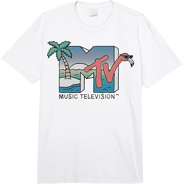 MTV ヴィンテージTシャツ Amazon.com: MTV Beach Island Flamingo Logo Vintage Graphic T